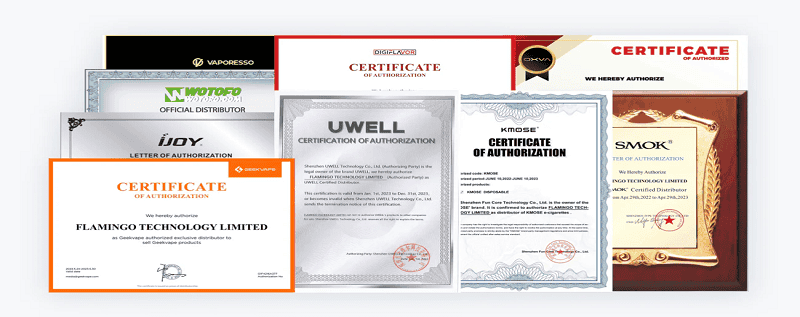 Certificações da Indústria da Fumot Vape